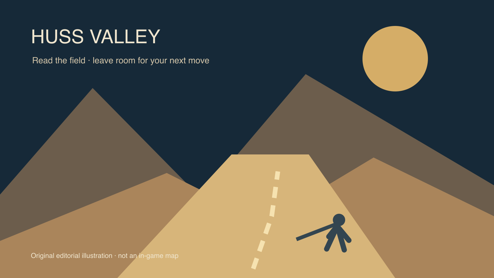 Original editorial Huss Valley crossing illustration; not gameplay or an exact map.